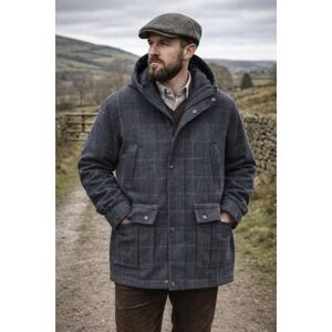 Jack Murphy Shetland Wool Field Work Jacket UK Country Coat Hooded Large